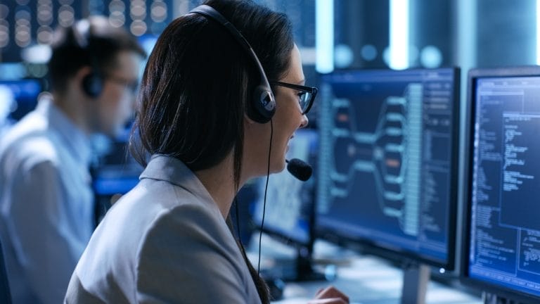 In the System Control Center Woman working in a Technical Suppor